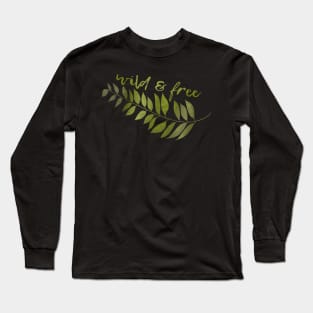 Wild and Free Leaf Design Long Sleeve T-Shirt